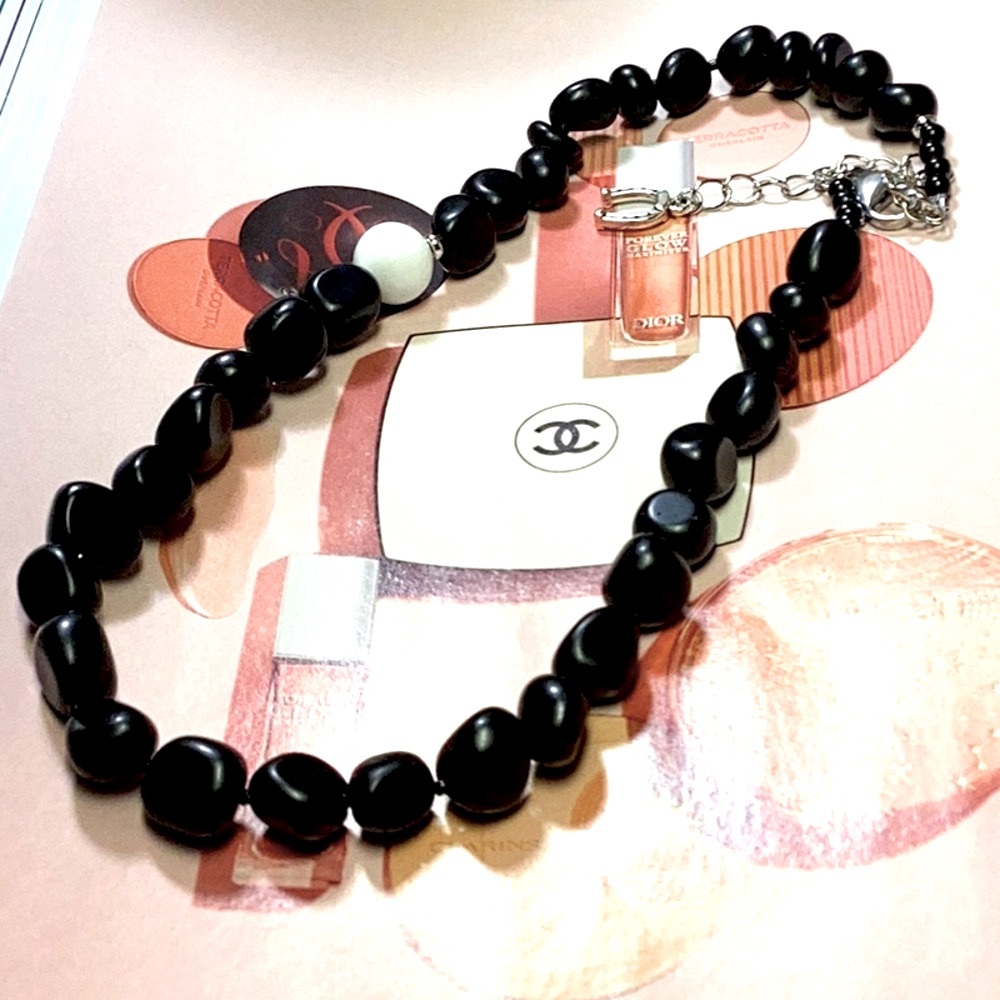 Black Murano Glass Beads Necklace /Choker